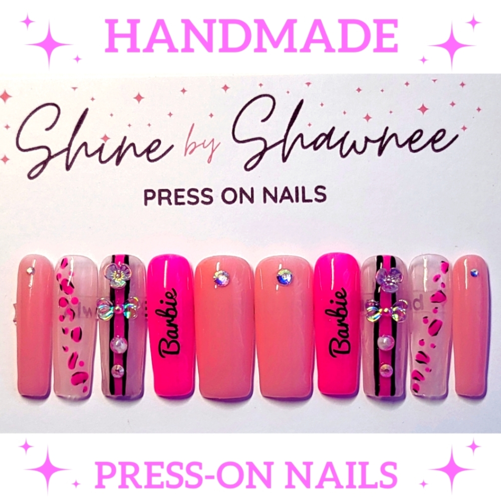 Handmade Luxury Press-On Nails | Sturdy & Reusable | BARBIE PINK